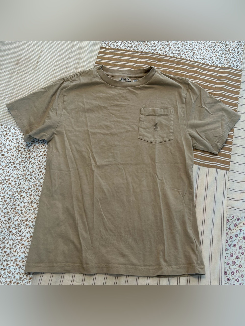Polo Ralph Lauren tan youth boy mediums pocket tee